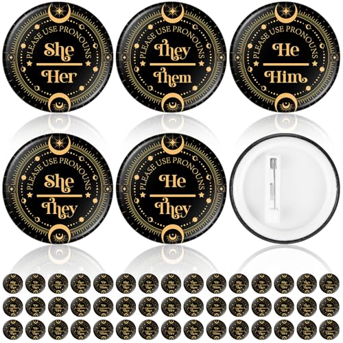 Hoteam 100 Pronoun Badges Pins Tarot Style Gender Identity Pins Pronouns Recognition Brooch he/him She/her They/them Badges for Shirts Clothes