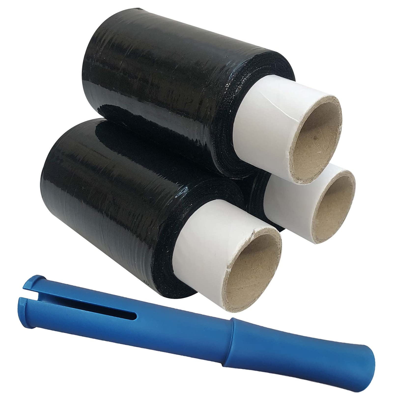 Edenpack 3 x Black Mini Pallet Stretch Wrap with Dispenser Cling Film Refill Rolls 100mm x 150M Moving Supplies Pallet Box Shipment Wrapping