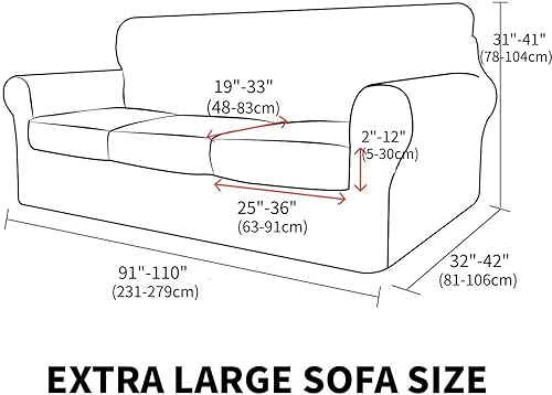 Miniatura 6 de MAXIJIN Fundas de sofá extra grandes de jacquard de 4 piezas para sofá de 3 cojines, súper elásticas y antideslizantes, para perros, apta para