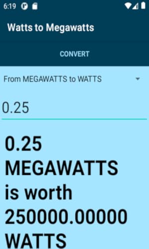 Watts to Megawatts Conversion Calculator