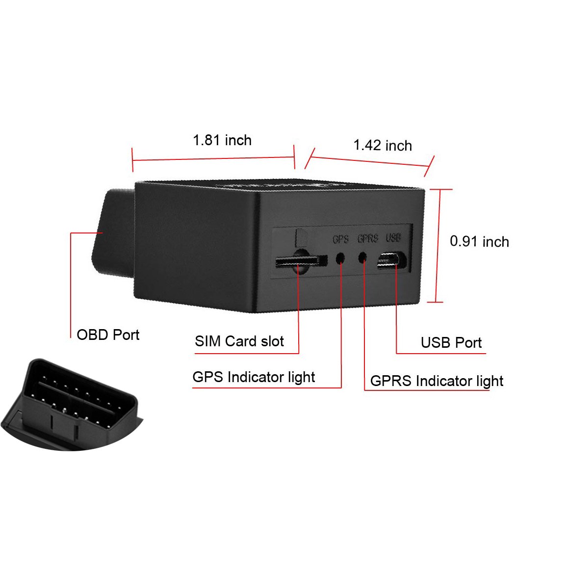 Winnes TK816 Traceur GPS pour voiture 4G OBD2 Tracker GPS résistant à l'eau Alerte de vitesse application gratuite pour camionnette et voiture