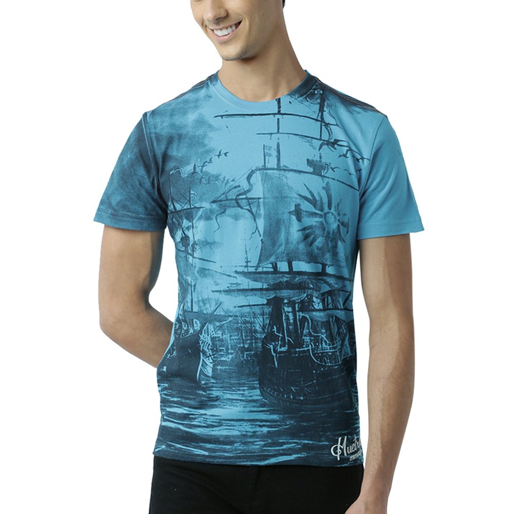 HUETRAPMen's Sailing Ships Blue T Shirt