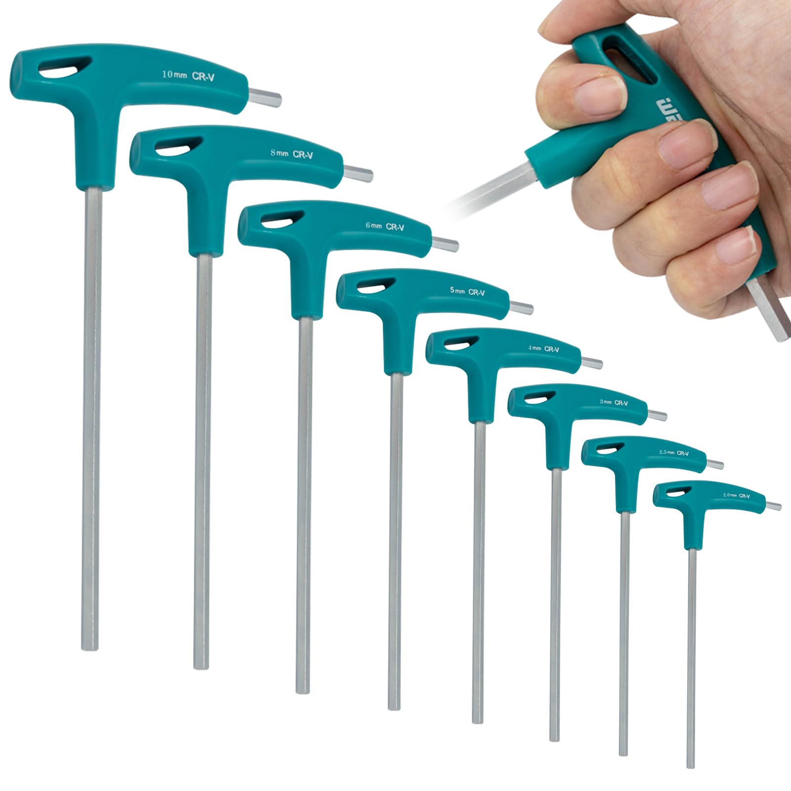 Juego de llaves en T: Juego de destornilladores métricos con mango en T, 8 piezas (llaves hexagonales con mango en T de 2,0 mm, 2,5 mm, 3 mm, 4 mm, 5 mm, 6 mm, 8 mm y 10 mm)