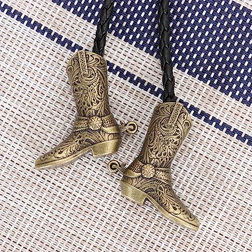 Image of Bolo Ties for Men Western - 3D Cowboy Hat Design With Vintage Boots, Western Bolotie Bola Tie