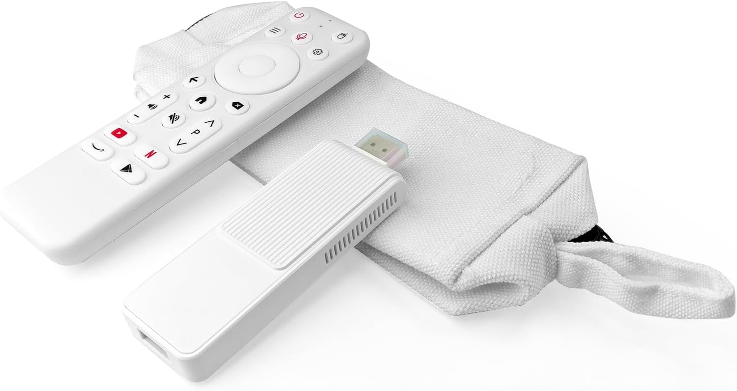 BOXPUT S13 Air Android TV Stick 4K con mando a distancia BT de voz, TV Stick con 16 GB de memoria, plug-and-play TV Stick, WiFi 6 (2.4G/5G), Android 14, puerto USB, portátil con bolsa de