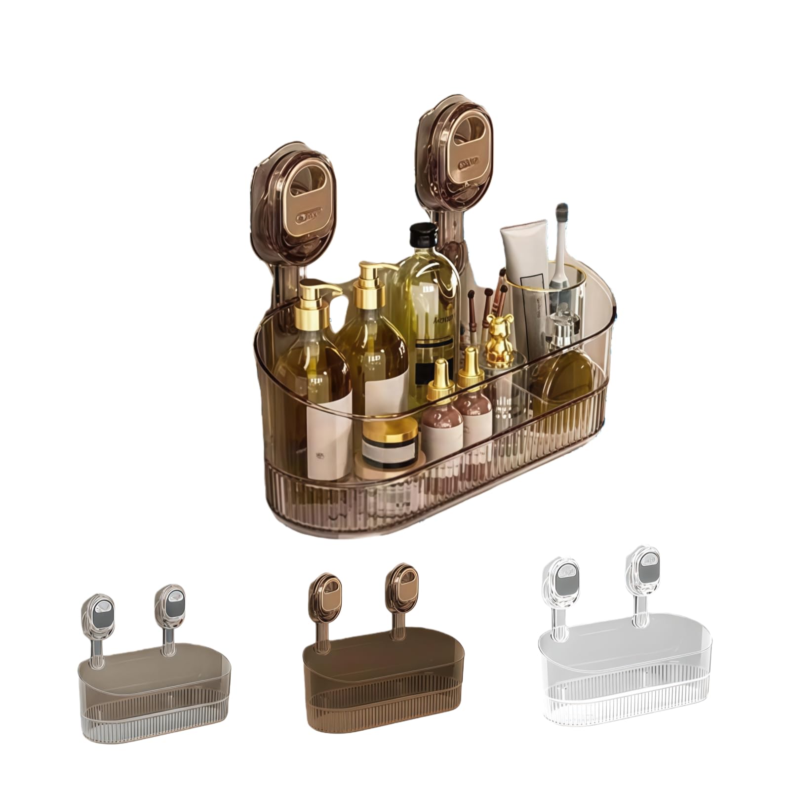 No-Drill Bathroom Suction Storage Box Large Capacity Strong Load-Bearing Glacier Pattern Suction Cup Shower Caddy Hanging Shower Shelf