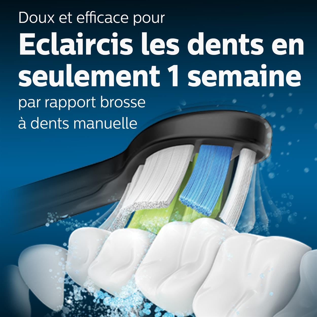 Philips Sonicare - Têtes de brosses à dents électriques soniques W2 Optimal White pour des dents plus blanches, en Noir, Lot de 4, Noir (Modèle HX6064/11)