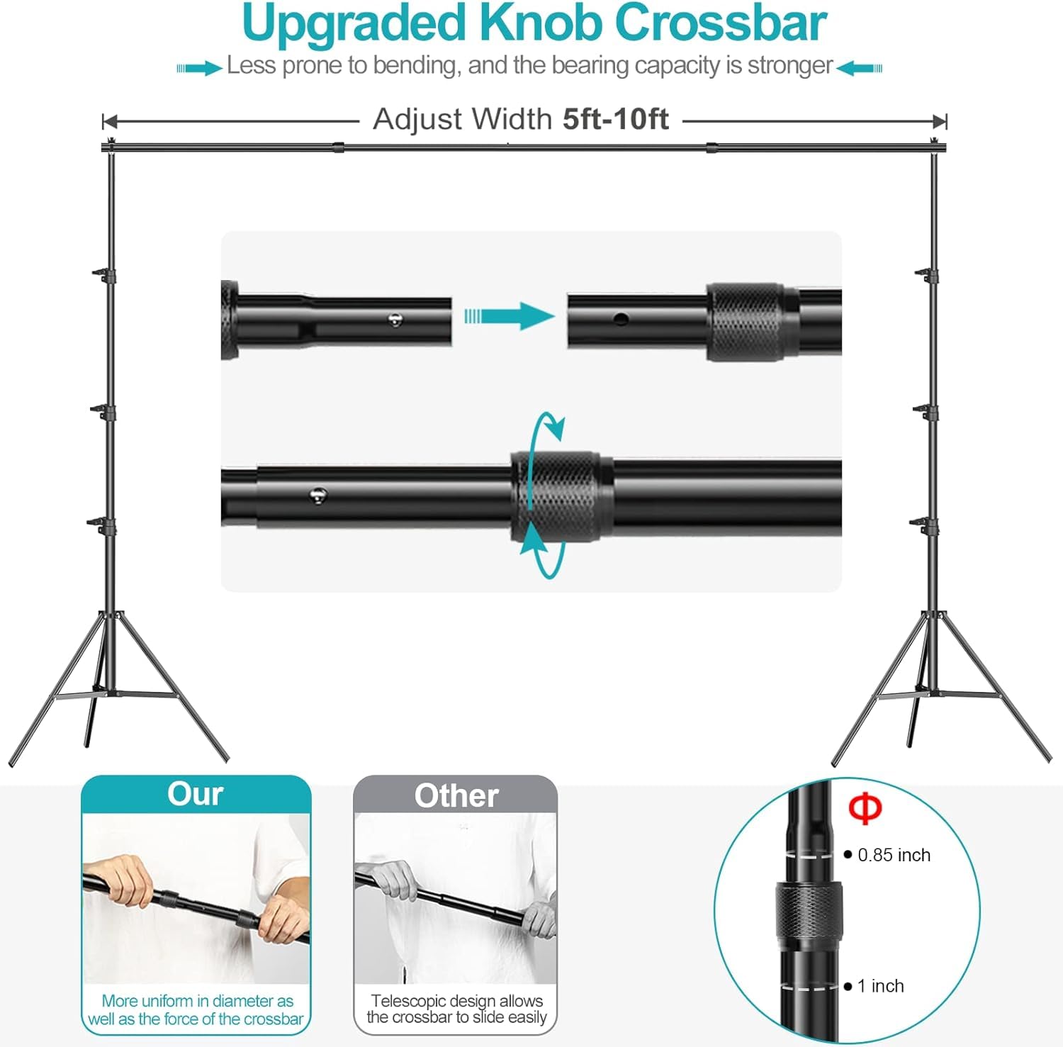 Supporto Per Fondale Fotografico 2,6x3 M Regolabile - Kit Per Studio E Eventi - Foto 10