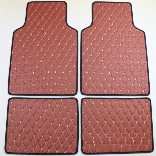 Floor Mats - Car Floor Mats For FORTUNERs Kluger CHR Tacoma Supra Sai 86 Leather Rugs Interior Parts Auto Accessories (Brown)