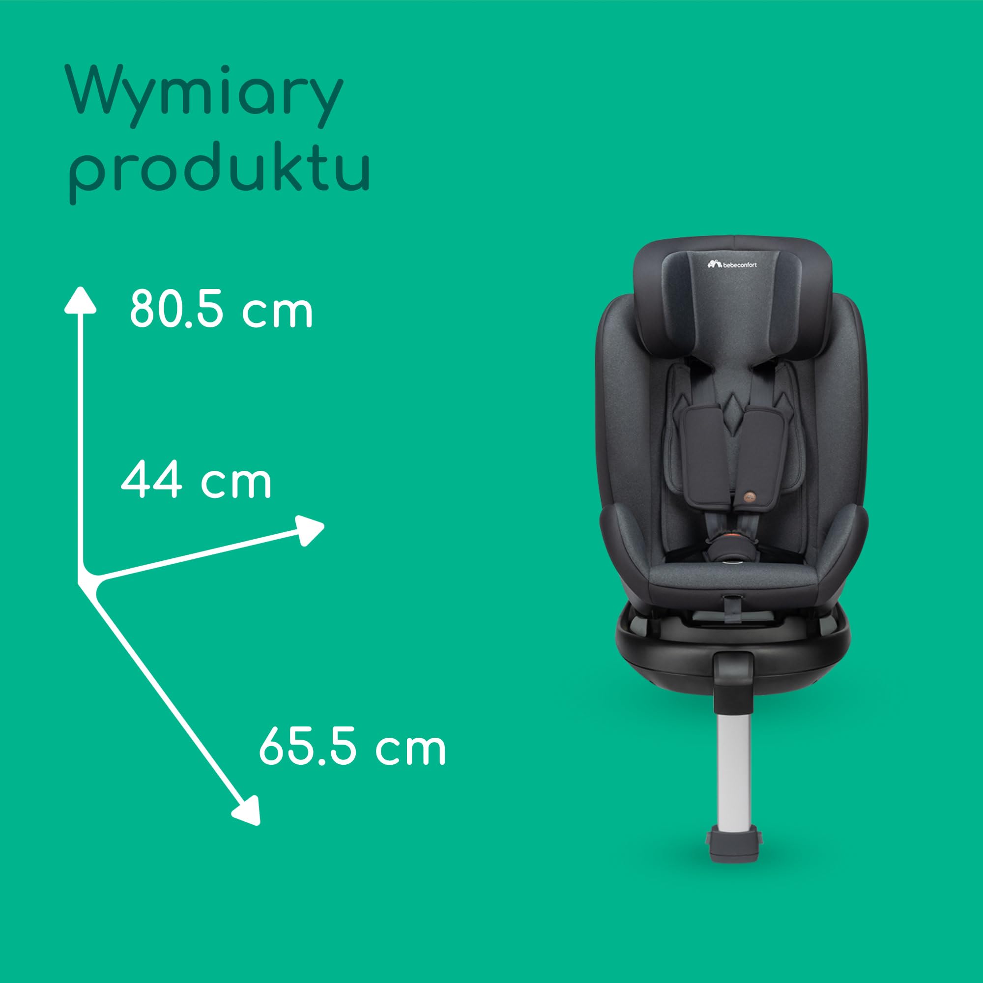 Bebeconfort EvolveFix Plus i-Size, fotelik samochodowy 360, 0–12 lat, 40–150 cm, ISOFIX, 10 pozycji zagłówka, 4-stop. odchylanie, ochrona przed uderzeniem z boku, trwałe tkaniny, Tinted Black