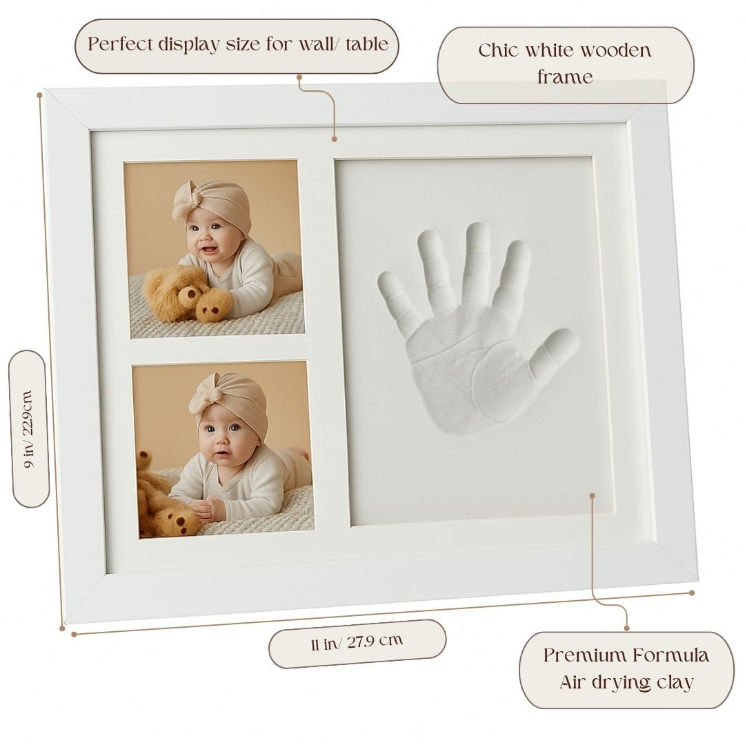 Baby Hand and Footprint Kit Photo Frame With Milestone Journal Scrapbook Keepsake Gift Set - Image 3