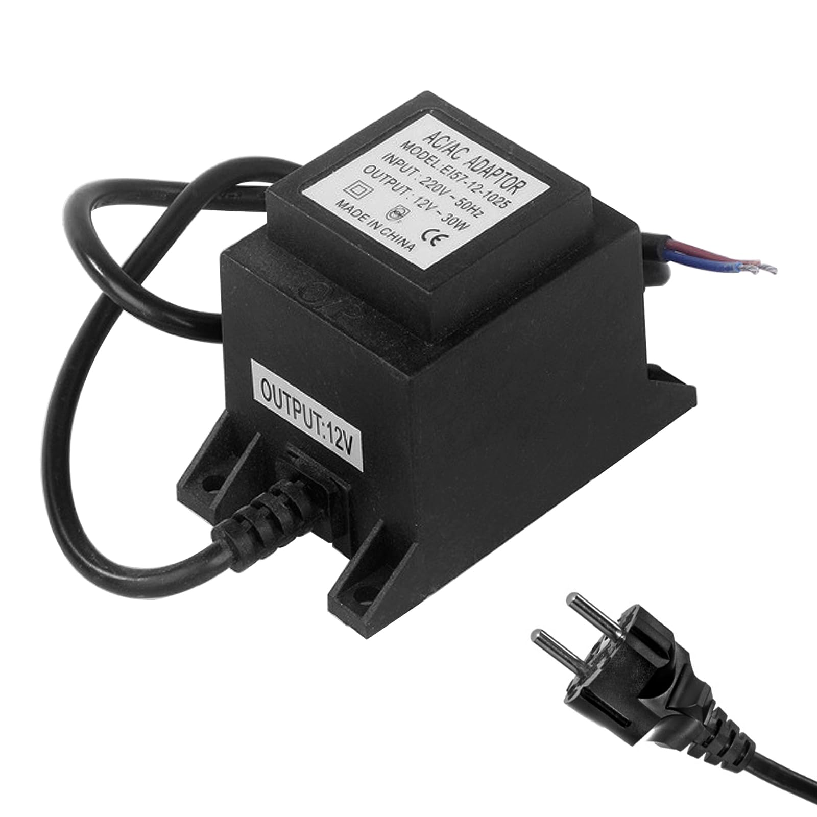 Transformator LED, 12 V/24 V AC/AC, zewnętrzny zasilacz sieciowy IP68, transformator 220 V 12 V/24 V LED z wtyczką do oświetlenia LED i pompy do stawu, czarny (12 V 30 W)