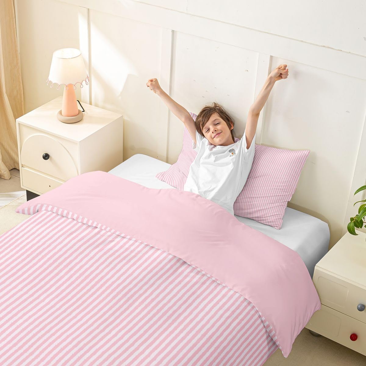 Feelyou Pink White Duvet Cover Toddler Size