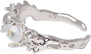 Platinum Rings with 3 pieces Moon Light Stones, Stylish Korean Rings Versatile for Girlfriend Wife