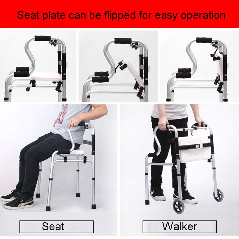 Chodzik na kółkach dla osób starszych, Przenośny i składany, Kompaktowy aluminiowy Rollator, Lekki z płytą siedziska interesting