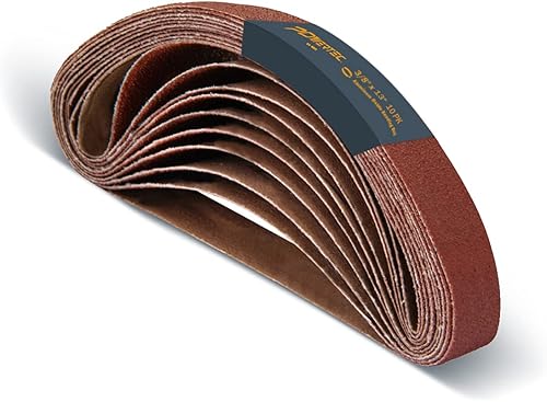 POWERTEC Correas de lijado de 38 x 13 pulgadas para lijadora de banda de aire, banda de lijadora de banda de óxido de aluminio de grano 80, correas