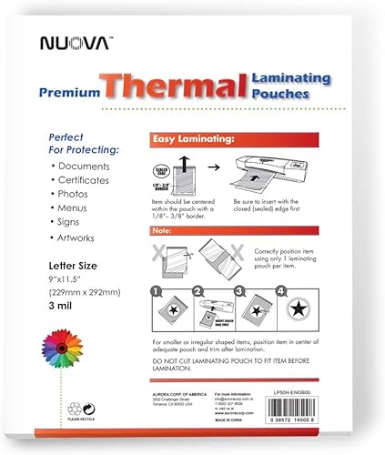 Miniatura 2 de Nuova LP50H - Bolsas de laminación térmica de 9 x 11.5 pulgadas, tamaño carta, 50 hojas (3 mil)