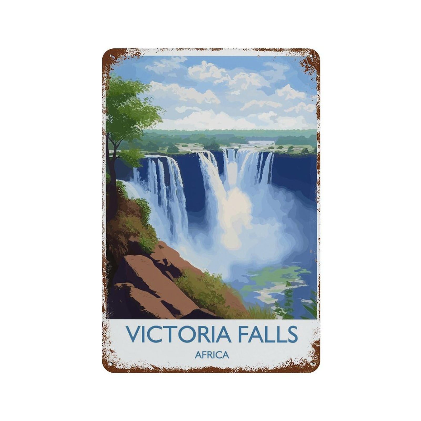 xiaoxiaoshen Victoria Falls Travel of Zimbabwe Africa Gift Wall Decor Art Metal Tin Poster Modern Home Decor Art Home Bar Shop Decorations Vintage Sign 30x20cm