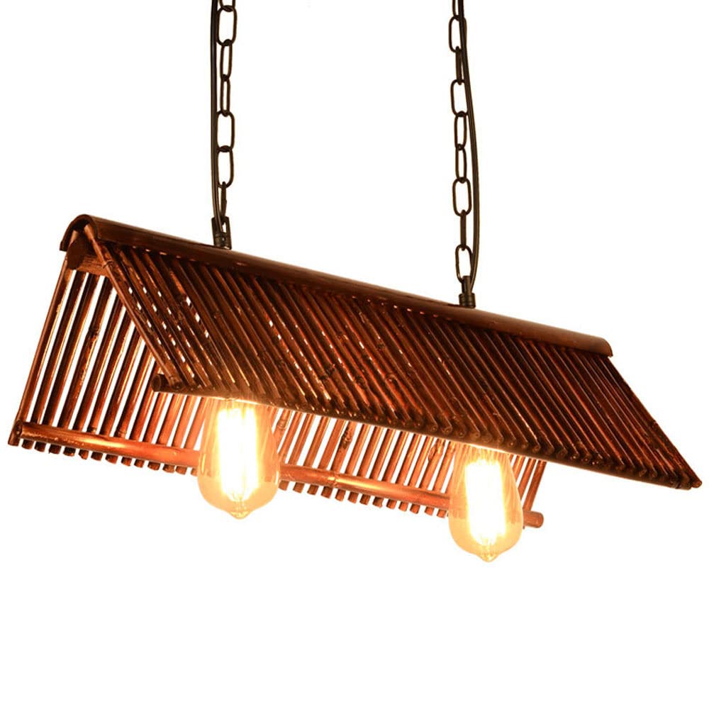 SXECAEPS Modern creative chandelier Chinese Wooden Decorative Antique Weaving Art Strip Lamp Study Restaurant Living Room Zen Wood