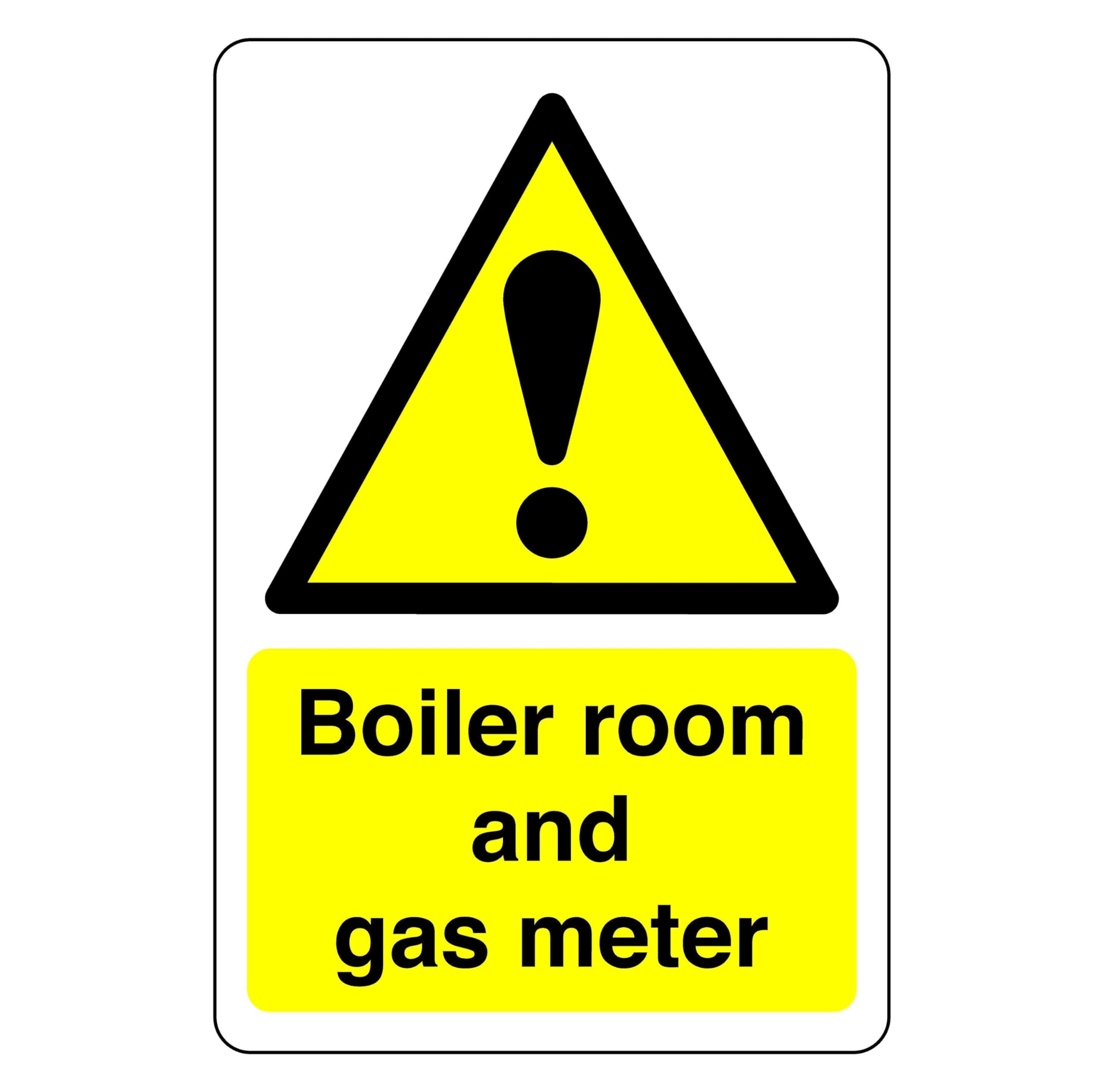 Safety First Display Ltd Yellow/Black Boiler Room And Gas Metre Sign - High Tack Self-Adhesive Sticker (150Mm X 100Mm) Viewing Distance Within 3M.