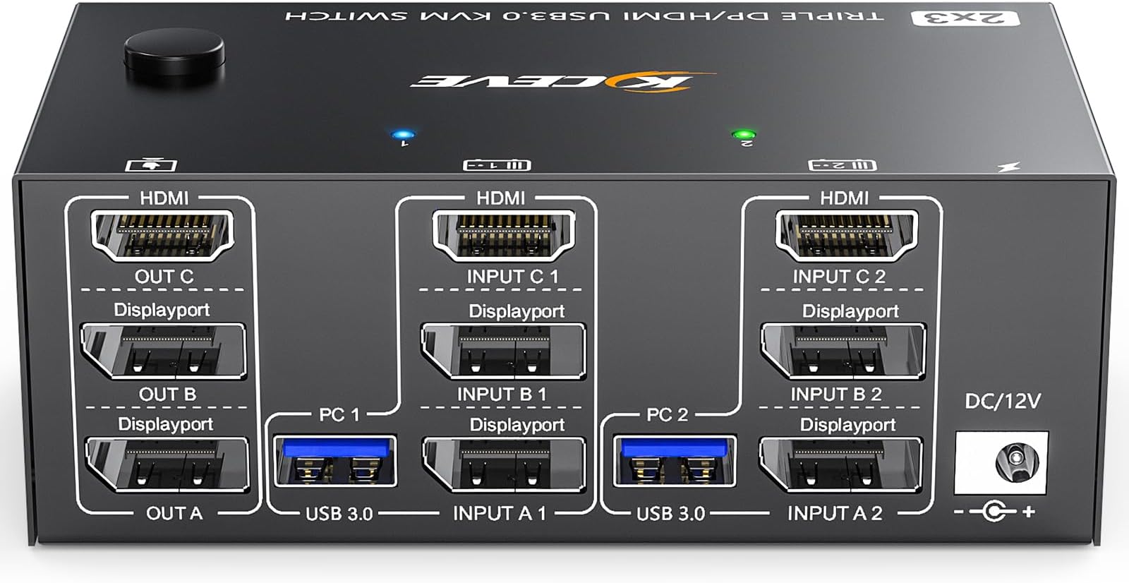 TESmart 8K 60Hz MST DisplayPort KVM Switch 2 PC 3 Monitoren, USB 3.0 4K 144Hz Drievoudige