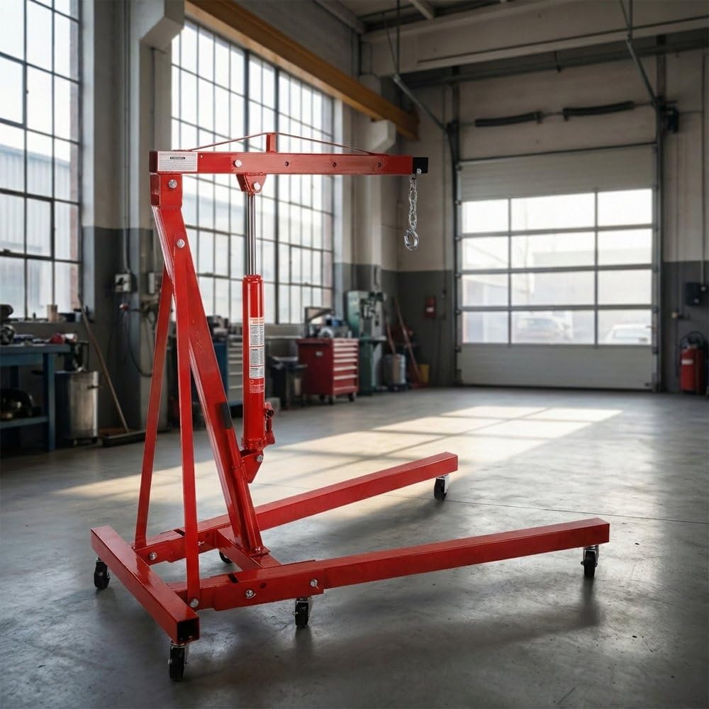 Start Grúa elevadora hidráulica para taller de 1000 kg | Cabra de taller | Plegable sobre ruedas | Brazo ajustable en 4 posiciones | Carga ajustable | Uso versátil | Fácil de montar