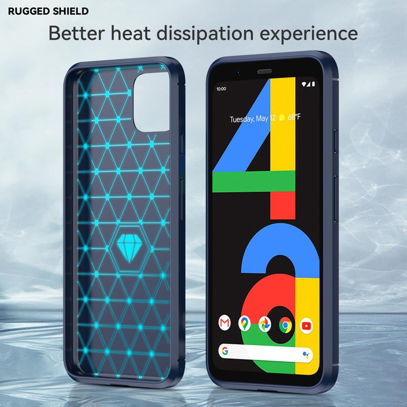 Image of Hybrid Carbon Fiber Back Case for Google Pixel 4 XL (Blue)