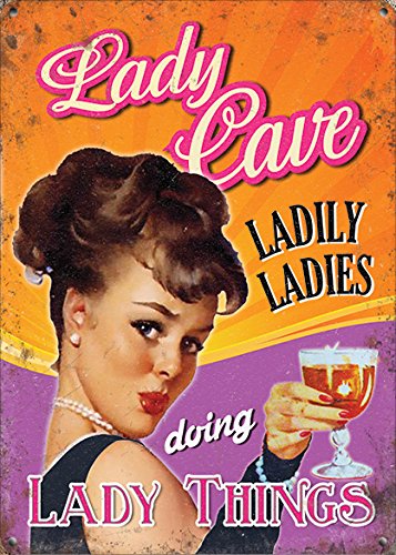 Small (150 x 200mm) Metal Sign - Lady Cave, Pink