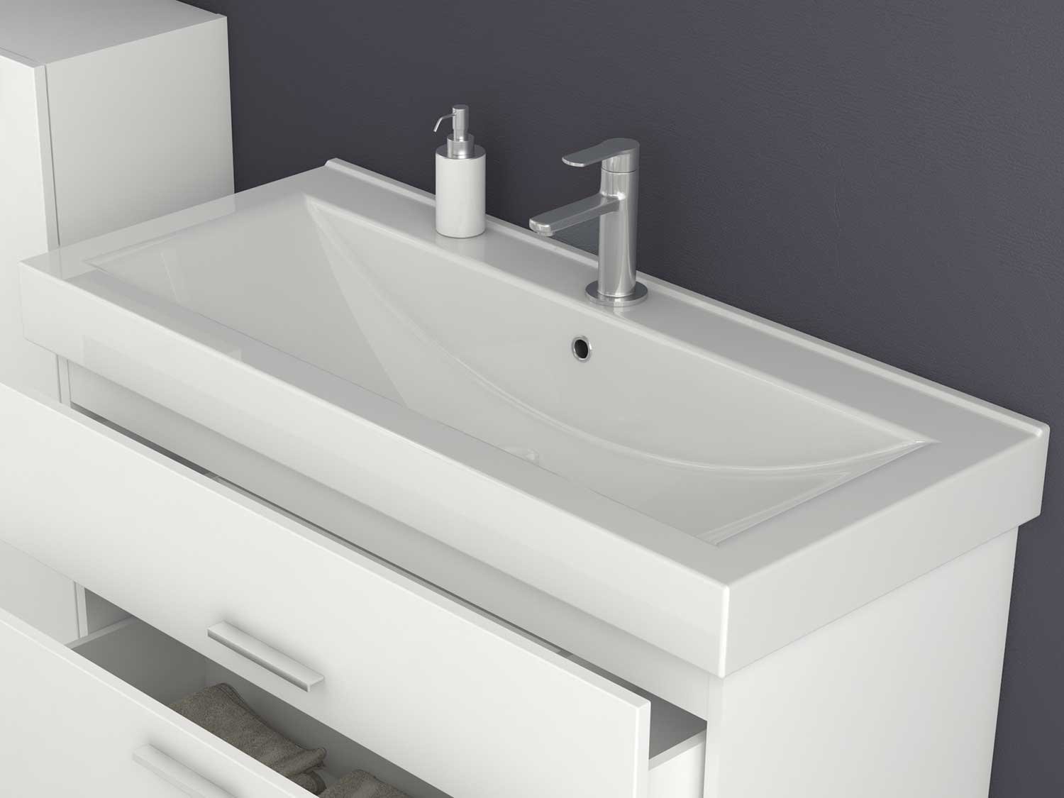 Szafka pod umywalkę 100/80/60 cm szerokości wysoki połysk biała szafka pod umywalkę szafka pod umywalkę zestaw mebli łazienkowych wiszący Sieper Girona (szerokość 100)