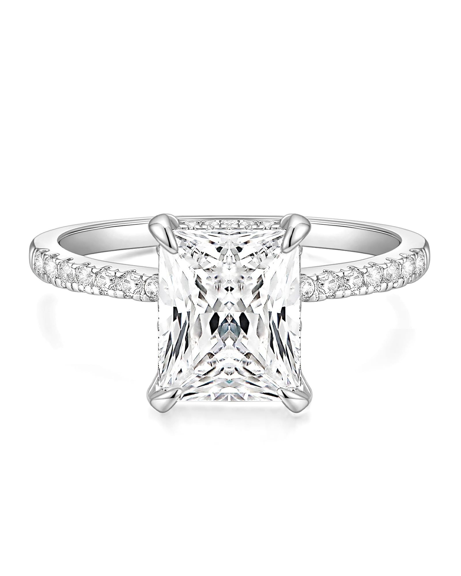 4CT Engagement Ring for Women Radiant Cut Cubic Zirconia Wedding Band CZ Promise Anniversary Ring Size 3-13