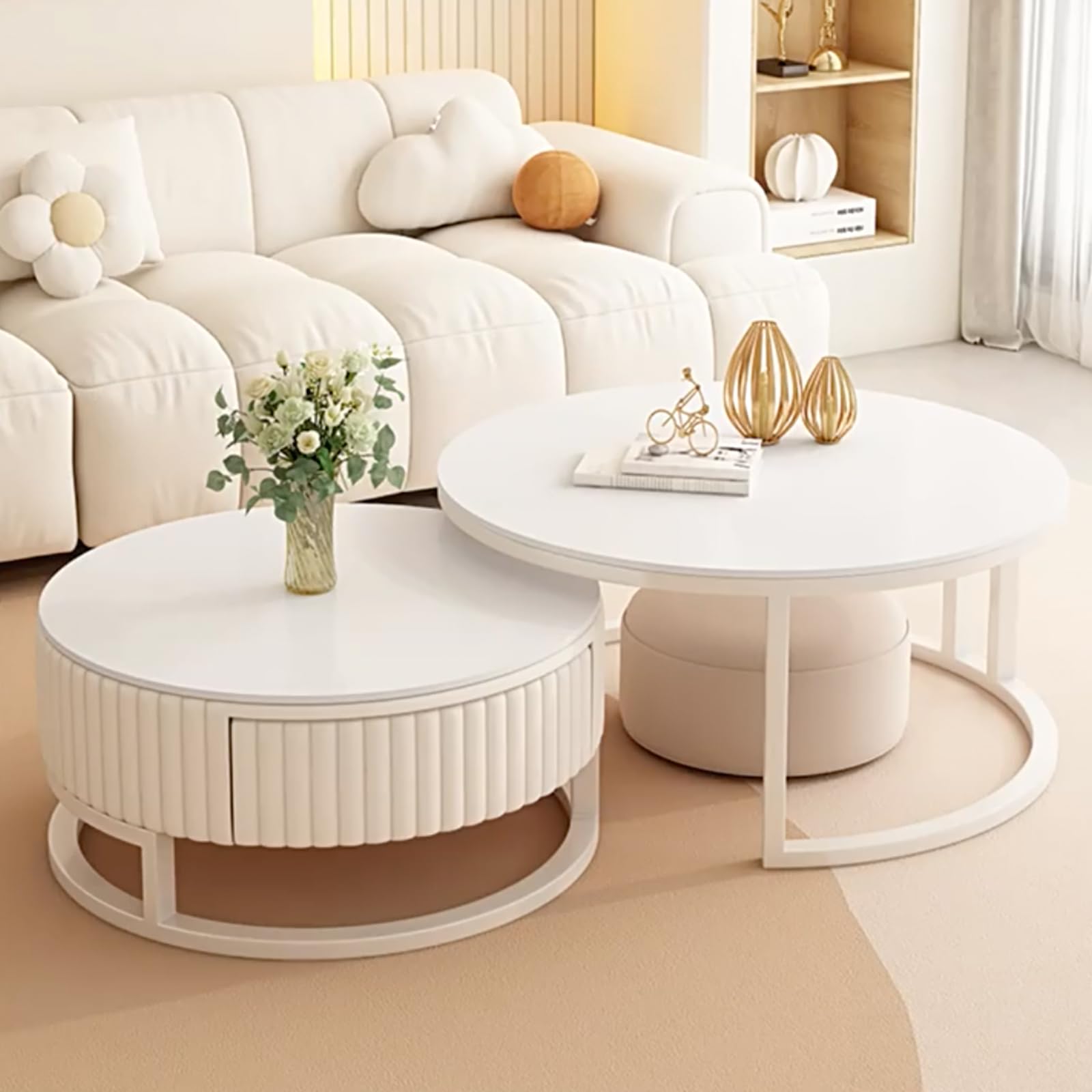 28in Round Nesting Coffee Table Set Of Nesting Table