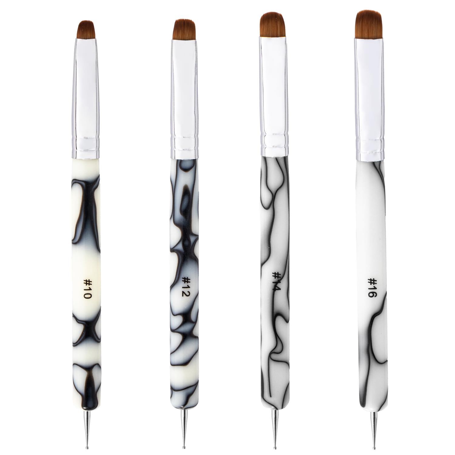 Premium 2 Way French Gel Acrylic Nail Art Kolinsky Brush With Dotting Tool for Professional Manicure Cuticle Clean Up Nail Art Design (White, 12#)