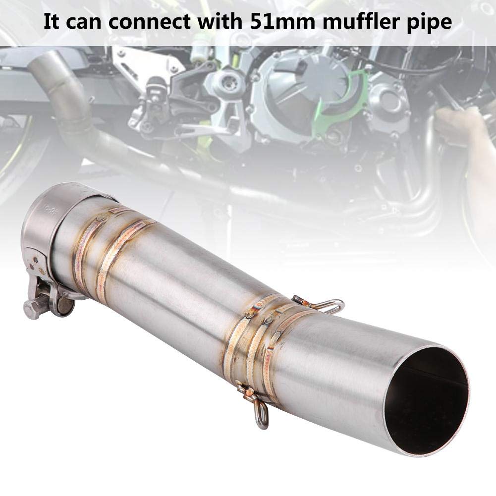 KIMISS 51mm / 2in tubo di scarico centrale, per GSX-R600 / GSX-R750, tubo di collegamento centrale di s sostituzione per o di scarico in acciaio inossidabile per moto con morsetto (K7)