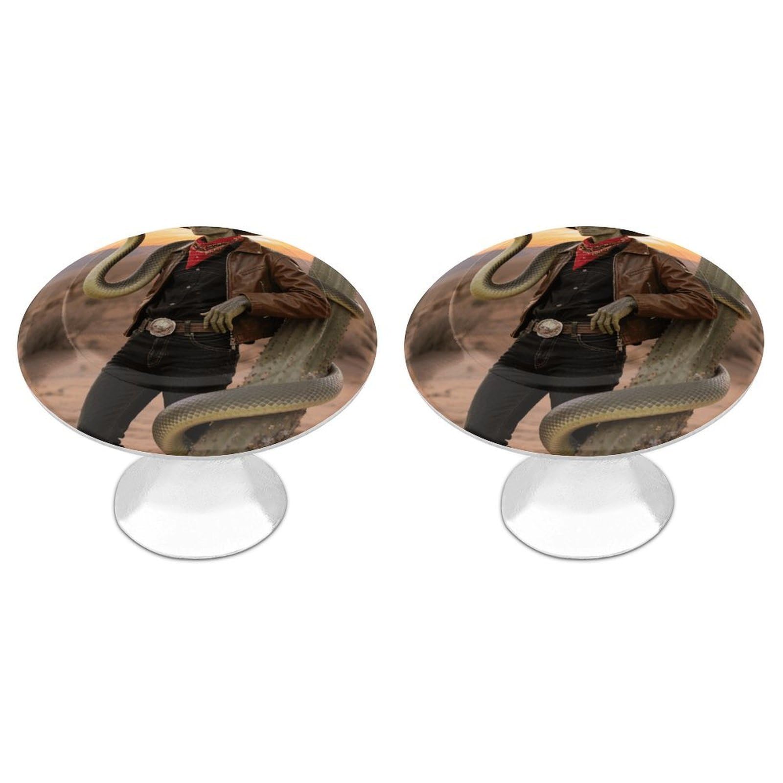 Maccbn Style-2 2 Pack 1.1" Round Cowboy Snake Drawer Knob Stainless Steel Kitchen Cabinet Knob Pulls With Screws Hardware Decorative Handles Knobs For Dresser Cupboard Closet Door Wardrobe Easy Install