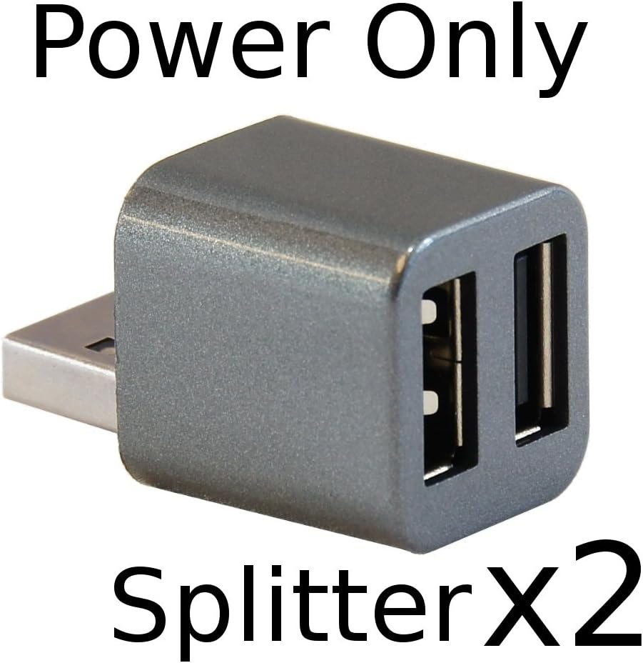 2 Pack - Cute USB Mini 2-Port POWER ONLY Splitter (Grey Metallic)