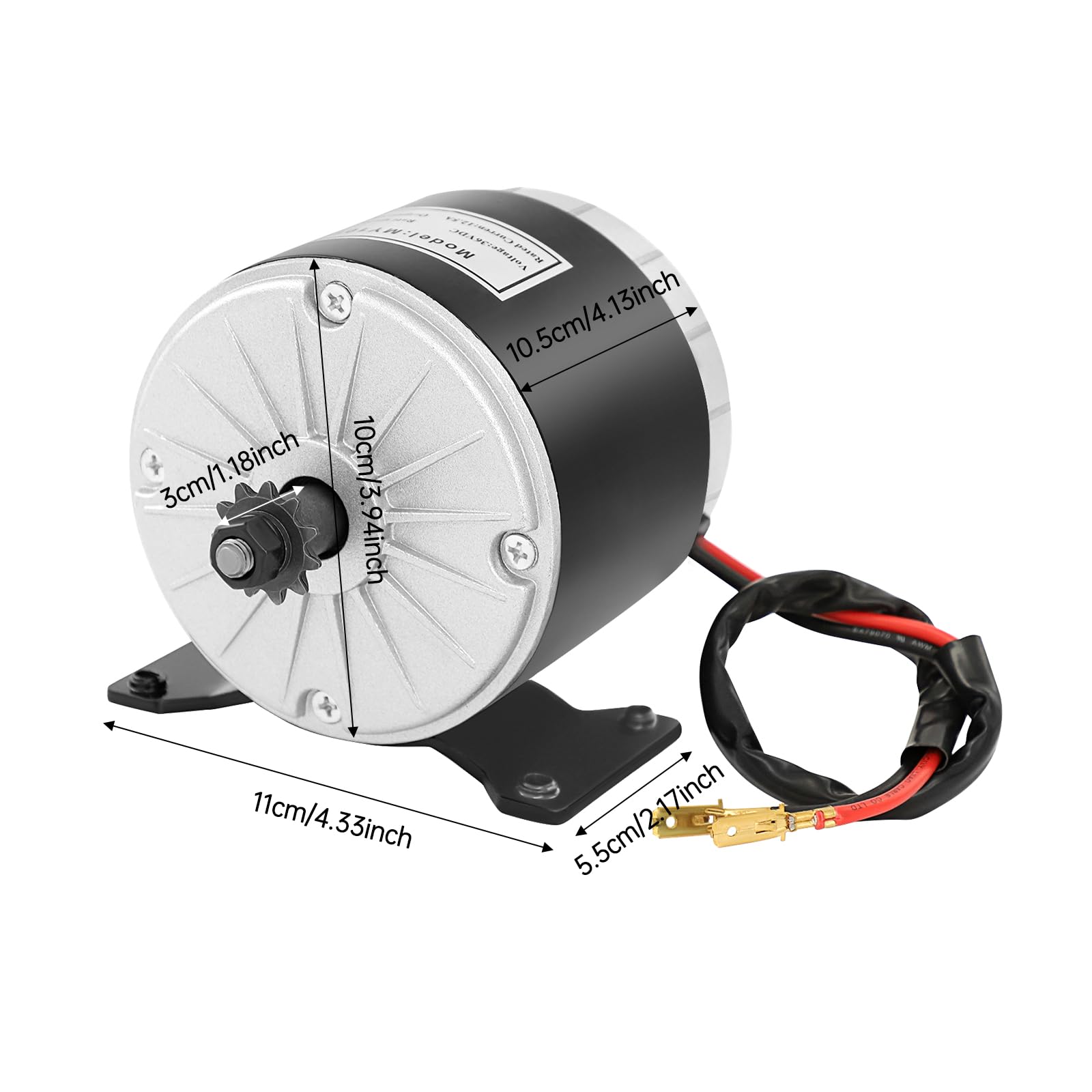 Motor eléctrico 350 W 36 V, silencioso < 55 dB, carga de 100 kg, color negro