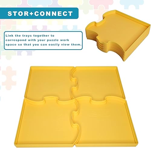 Miniatura 9 de 8 bandejas apilables con forma de rompecabezas, incluye rompecabezas de 1000 piezas, organiza rompecabezas de hasta 1500 piezas (blanco)