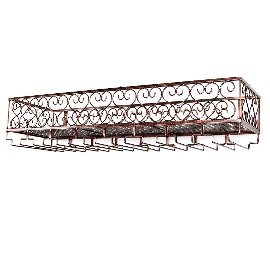 Étagère à vin murale en métal bronze 80x25 cm avec support verres