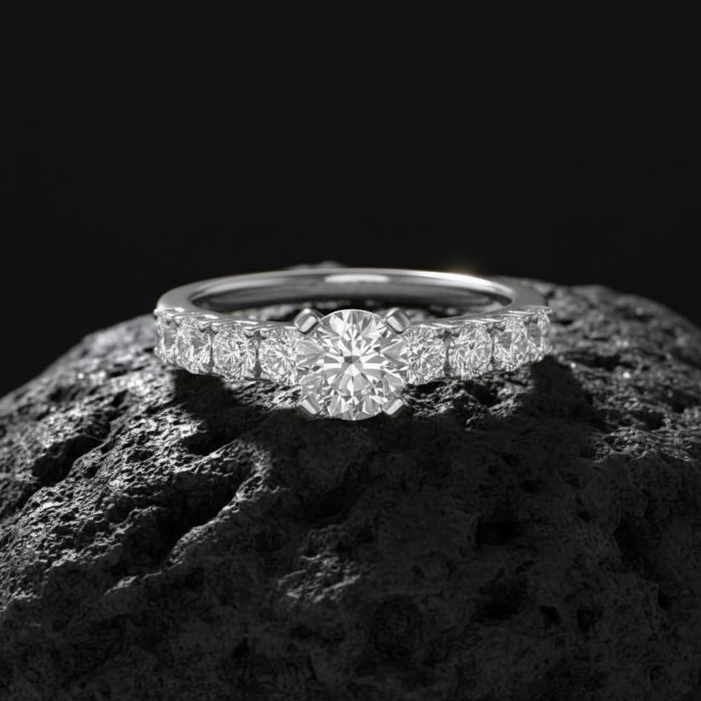 14K Solid Gold Diamond Engagement Ring Band (0.70 Carat) (I1-I2 Clarity)