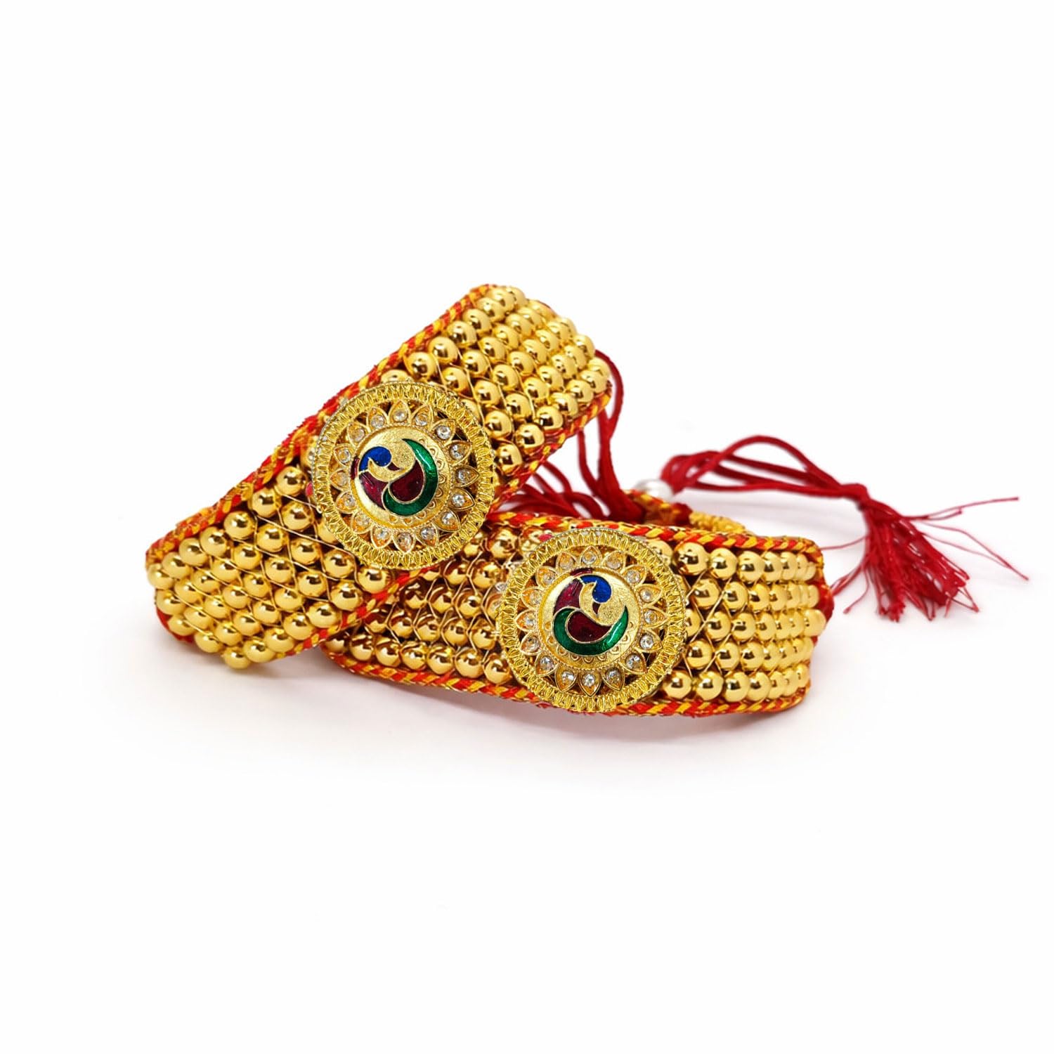 vama FASHIONS Adjustable Gold Plated Traditional Rajputhi Ponchi Round Hand Band Bracelets Jewellery Rajasthani Baju Bandh Bajuband Set for Women-picture-24