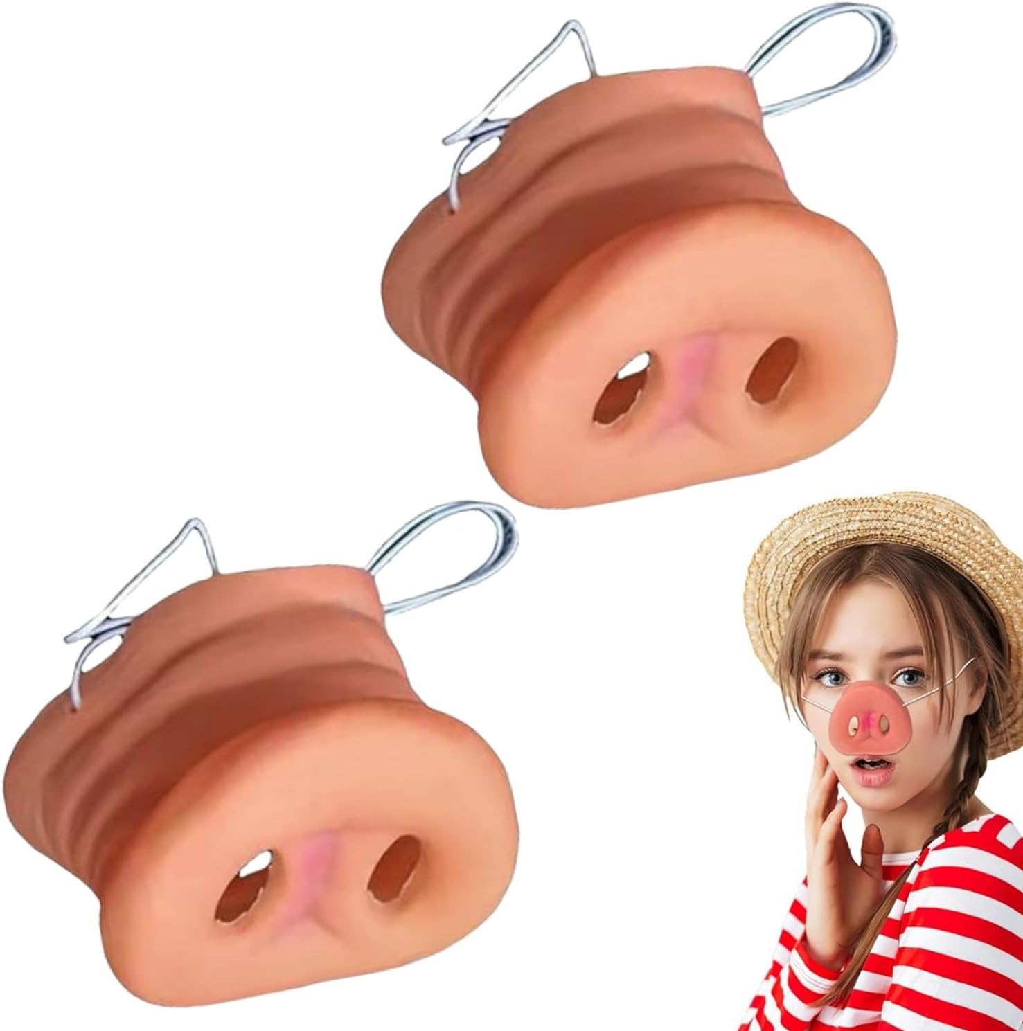 2 Pieces Pig Nose Pig Snout Cosplay Mask for Halloween Party Accessories Snout Mask Funny Snout with Elastic Band Adult Funny Gift