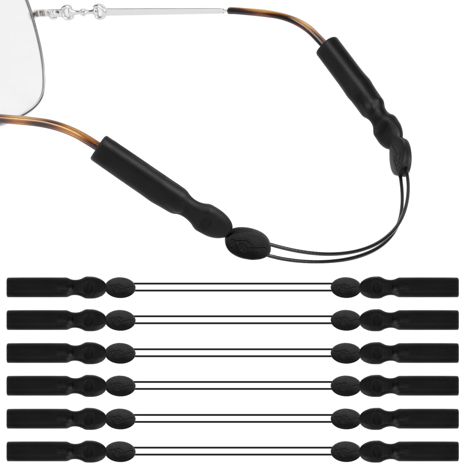 Cordons à Lunettes Lot De 6 - Silicone Antidérapant, Réglable - Pour Sport, école, Vélo, Randonnée