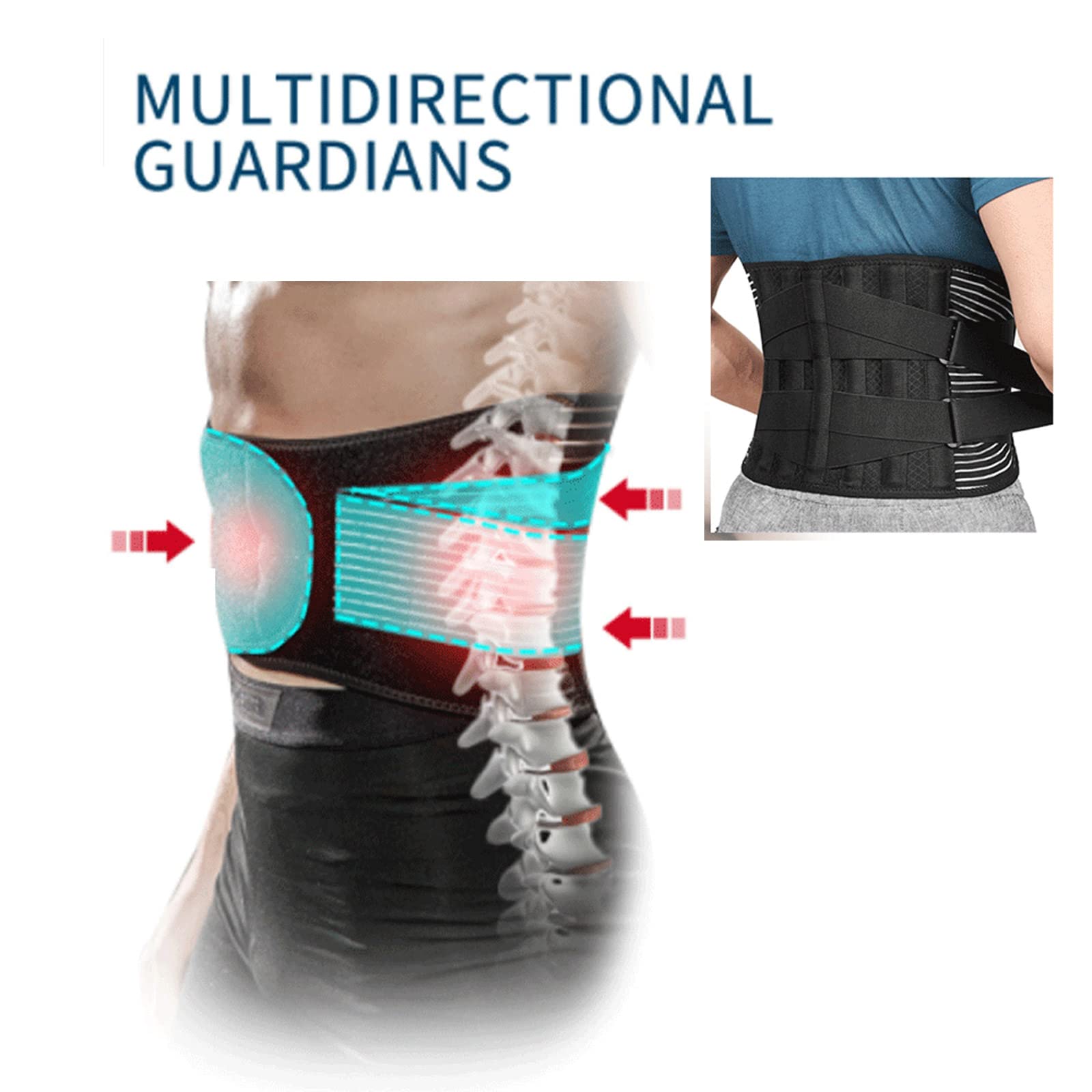 Faja lumbar ajustable para hombres y mujeres, ajustable, transpirable, cinturón lumbar ajustable para hombres y mujeres