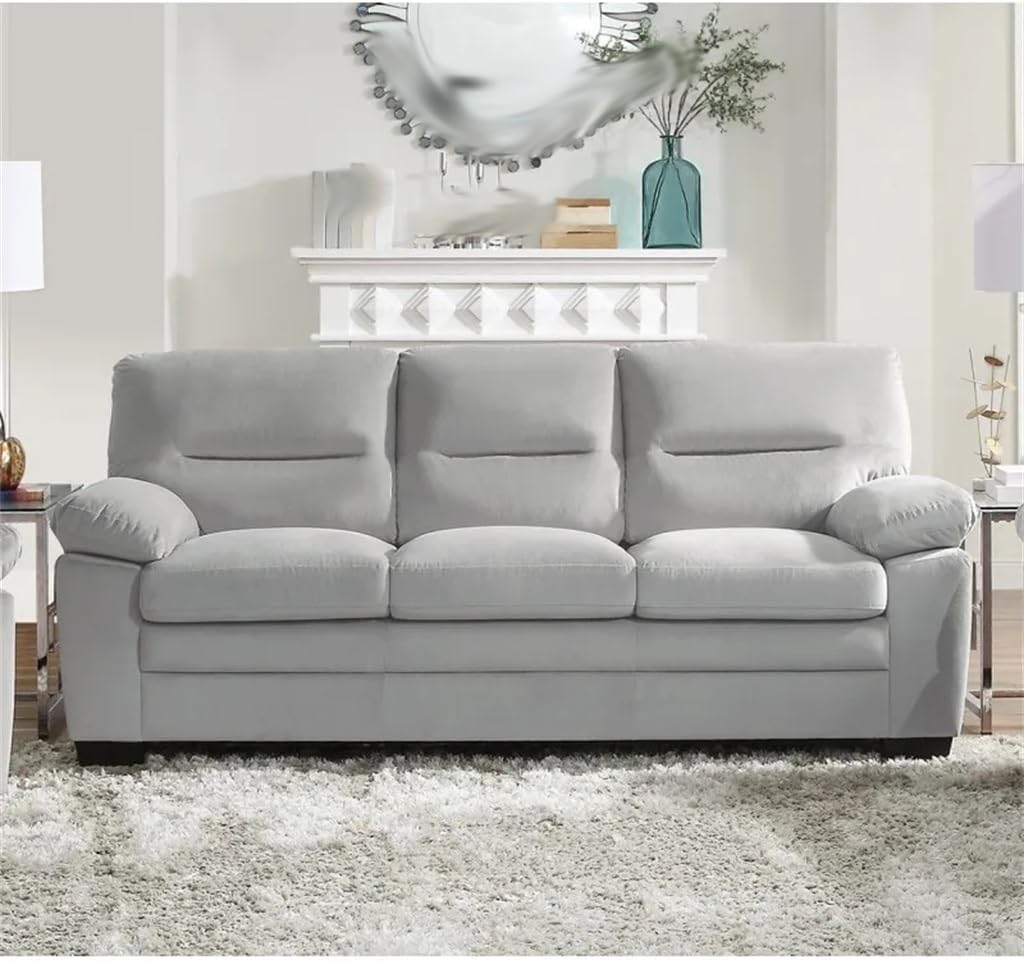 Solid Wood Plywood Framed 1pc Sofa Pillow-Top Arms Gray Fabric Upholstered Comfortable Living Room Furniture