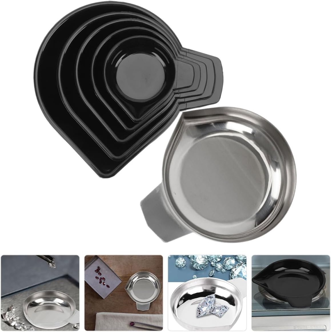 Lurrose 30pcs Stainless Steel Weighing Trays for Digital Scales Stackable Weighting Pan for Jewelry Food and Small Objects and Versatile Weighing