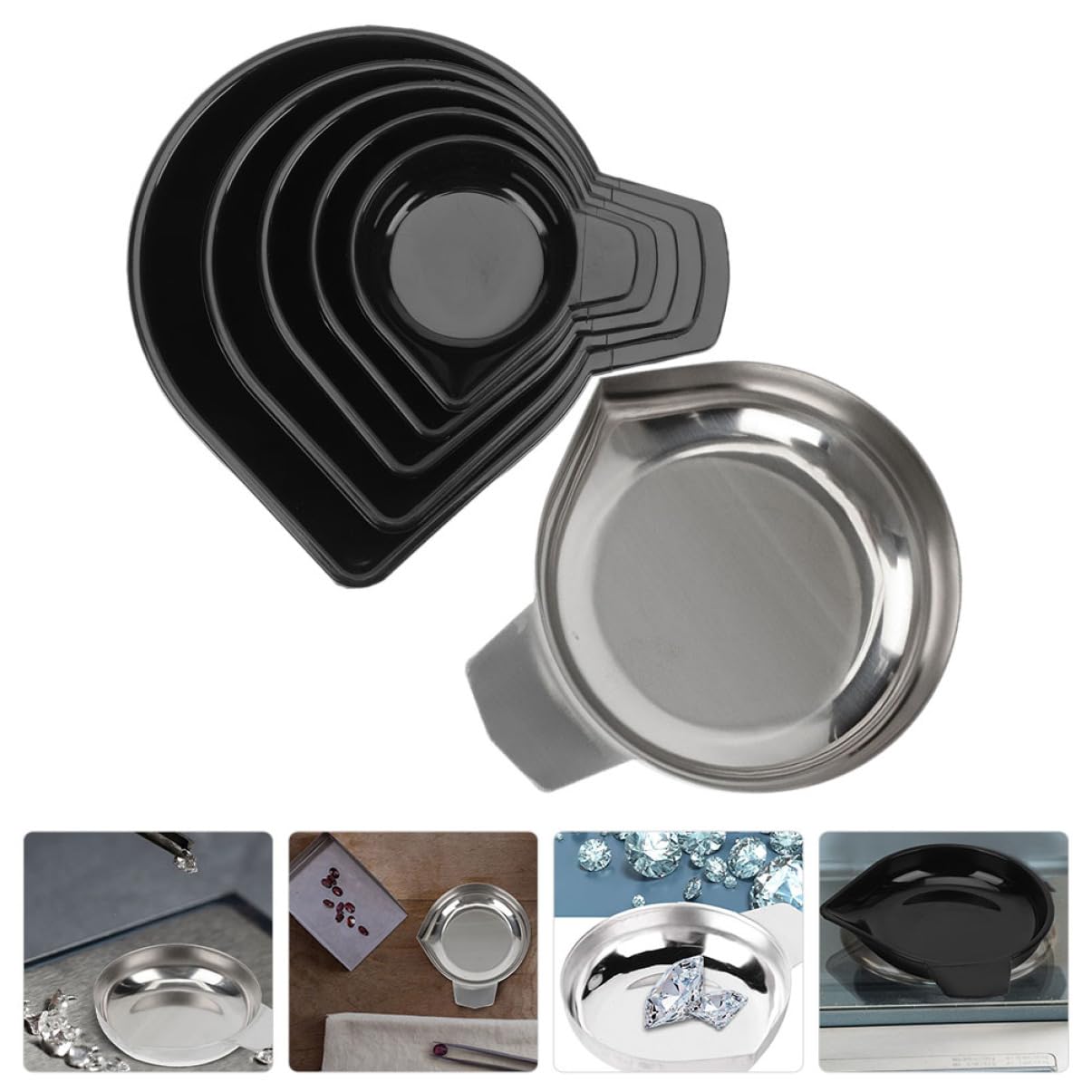 24pcs Stainless Steel Jewelry Scale Trays Weighing Pans for Accurate Measurement of Gems Powder and Food Stackable Smooth for Use