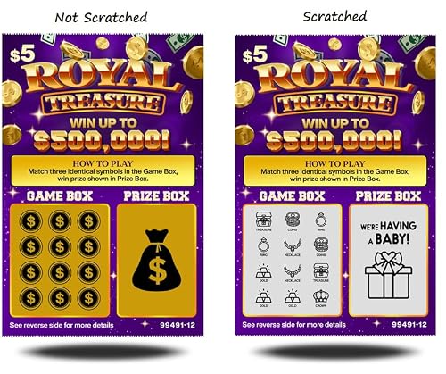 7 Pack - Pregnancy Announcement Lottery Scratch Off Tickets | 4x6 Authentic Looking | Pregnancy Scratch Off Great for Baby Announcements, Pregnancy Announcement to Grandparents Future Dad or Friends!