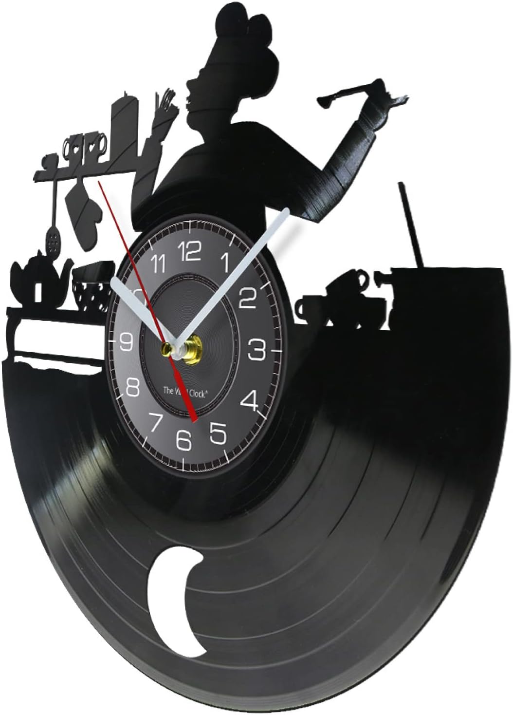 Wall Clock - 12 Inch Kitchen Chef Wall Clock Cook Vinyl Record LP Clock Kitchen Vintage Watch Wall Decor Housewarming Gift for Gastronome