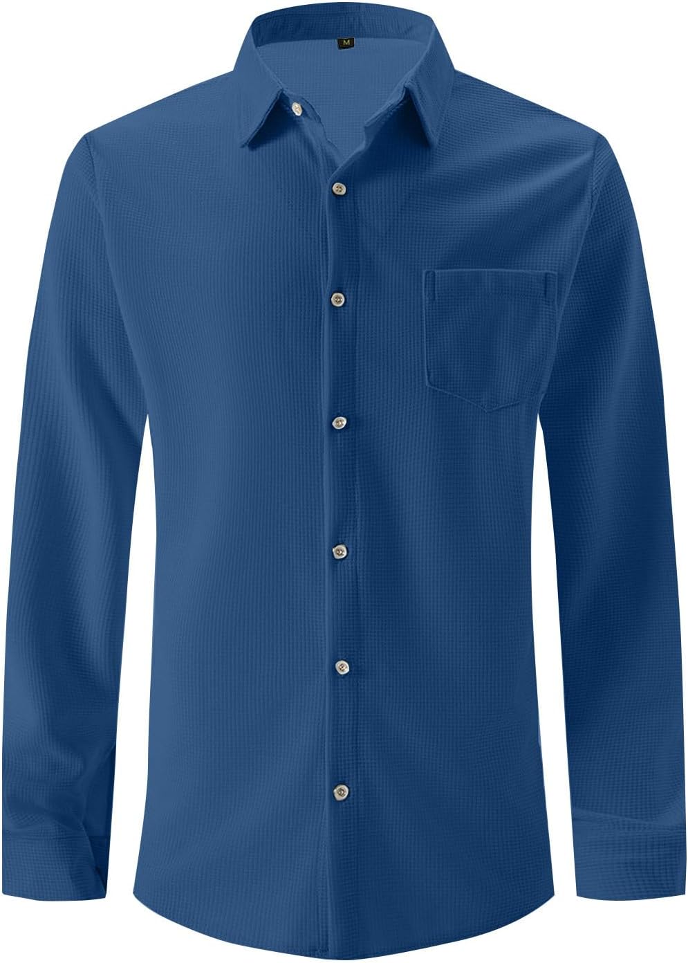 Men's Button Down Shirts, Regular Fit Long Sleeve Shirts Casual Beach Wedding Shirt with Pocket, S-3XL