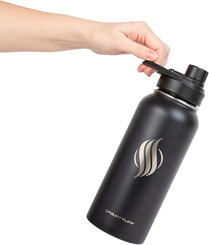 Miniatura 4 de Botellas de agua aisladas de 32 onzas, 3 tapas (tapa con pajilla), a prueba de fugas, acero inoxidable, aisladas al vacío, botellas de agua para la